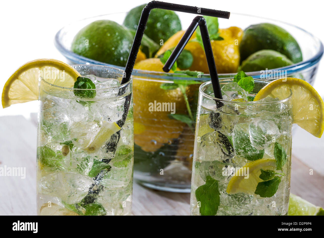 Primo piano della fresca bevanda fredda limone Foto Stock