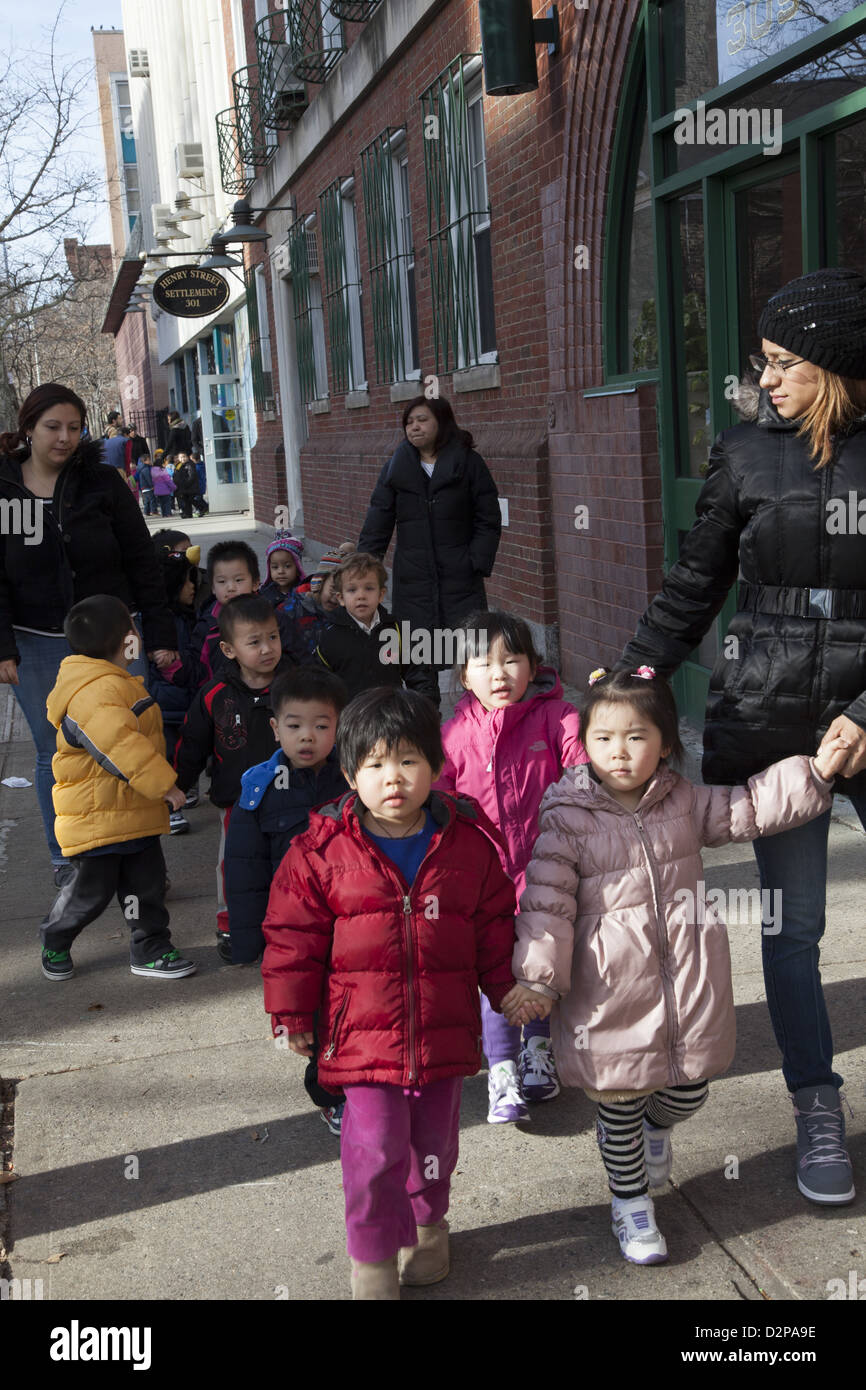 Scuola materna/ day care sul Lower East Side di Manhattan. Foto Stock