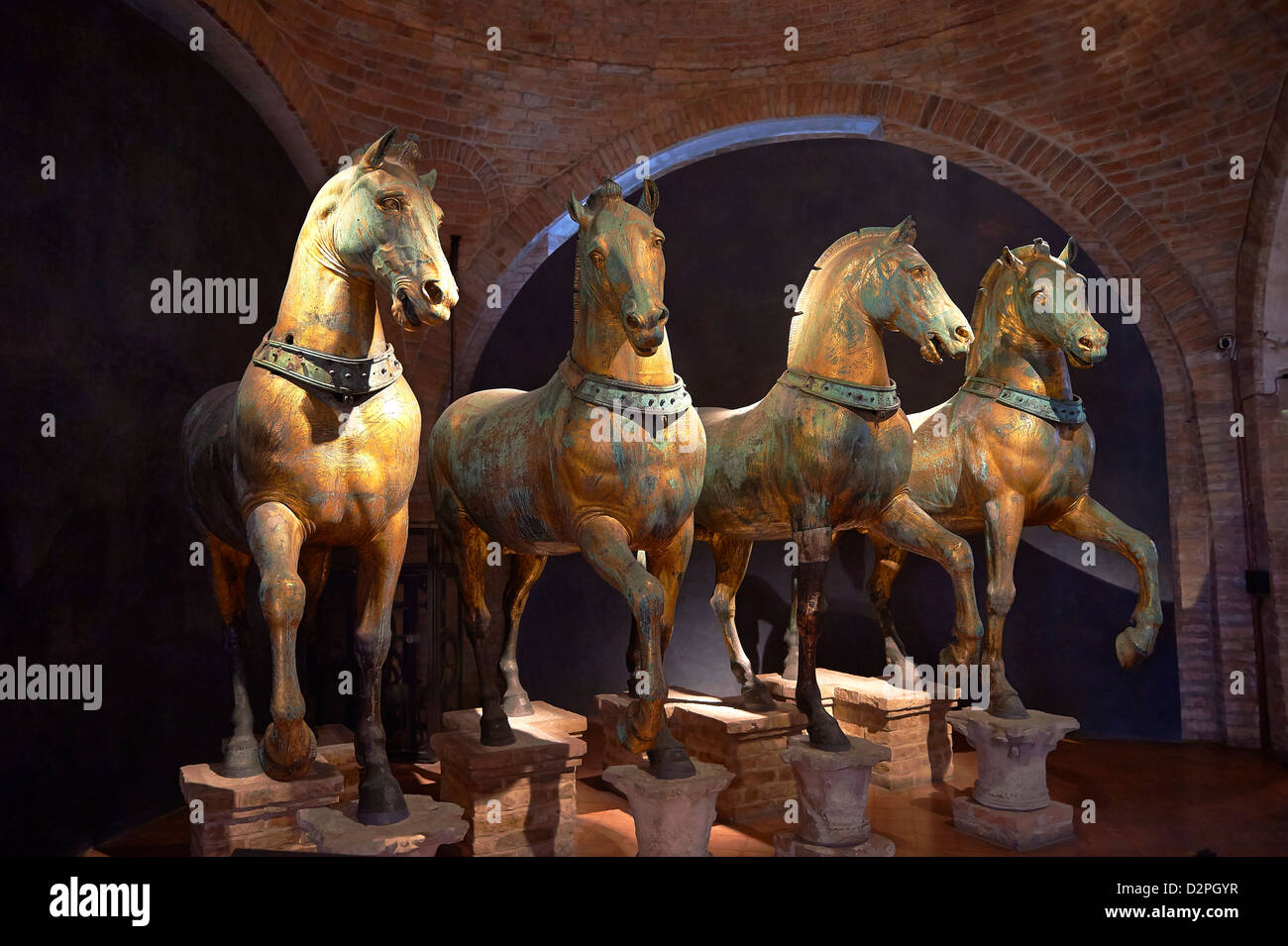 Cavalli di bronzo della Basilica di San Marco, la Basilica di San Marco a Venezia Museo Foto Stock