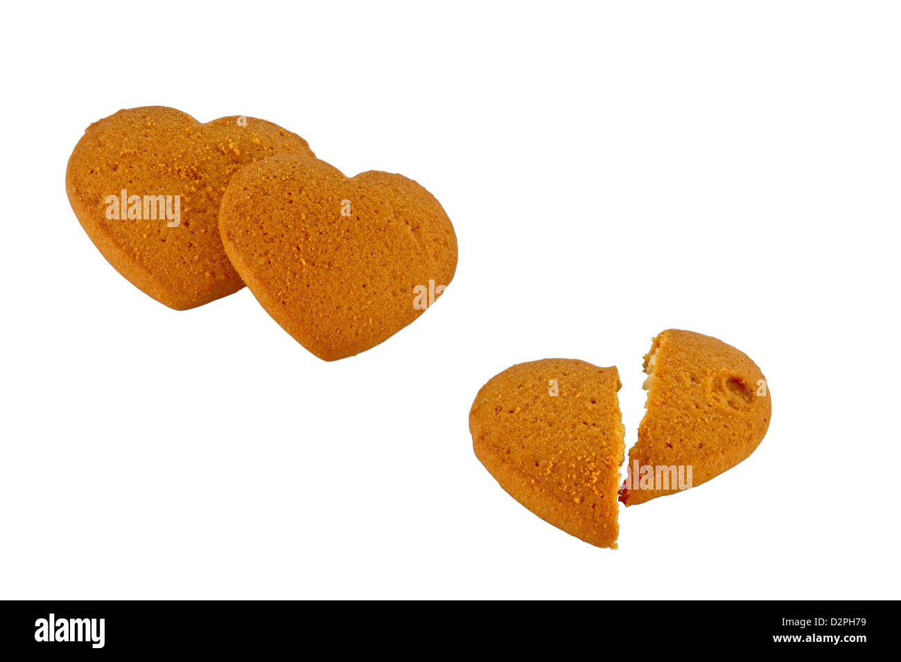 Una immagine tre torte in forma cuori Foto Stock