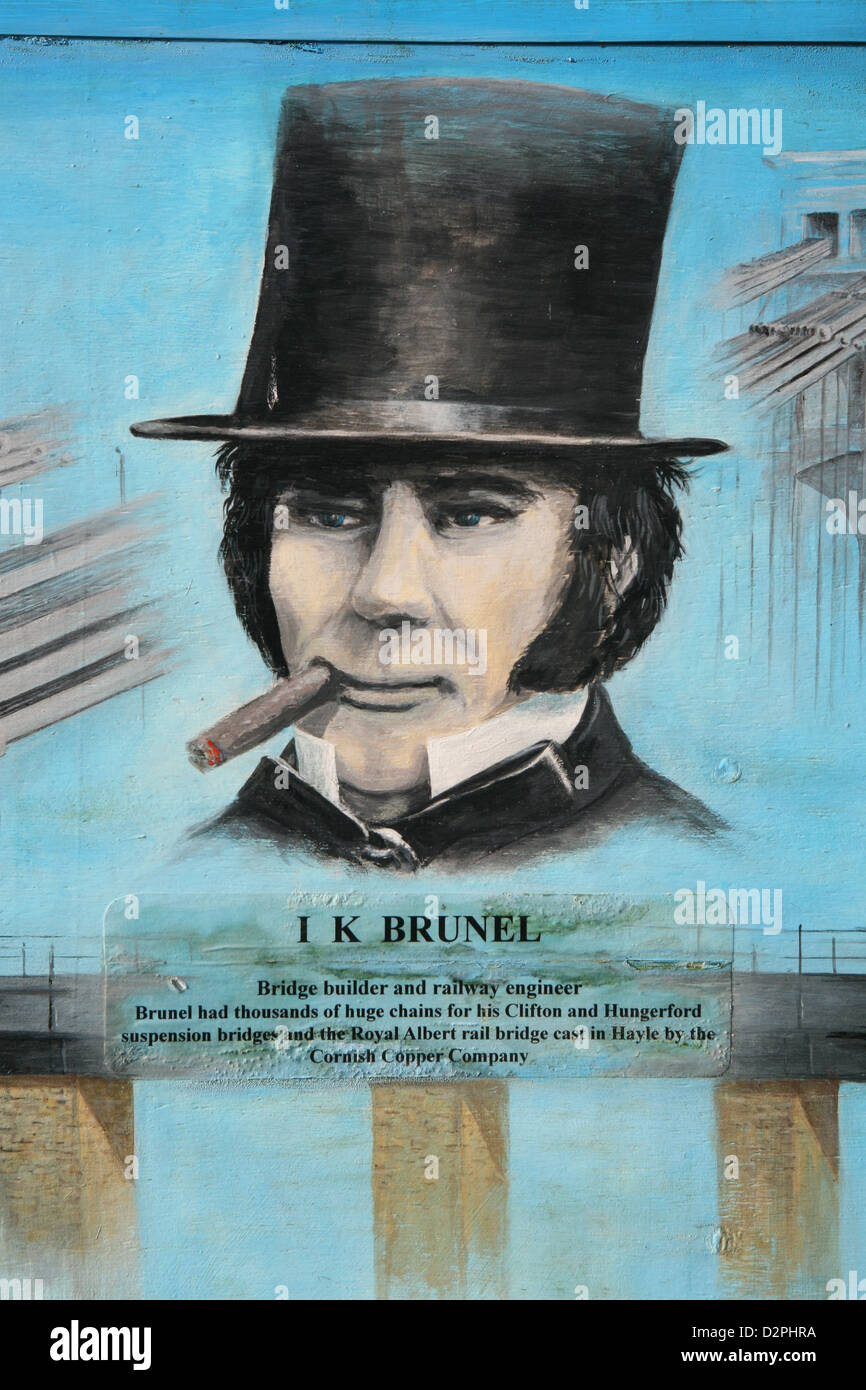 Isambard Kingdom Brunel commemorato in Hayle Cornovaglia Foto Stock