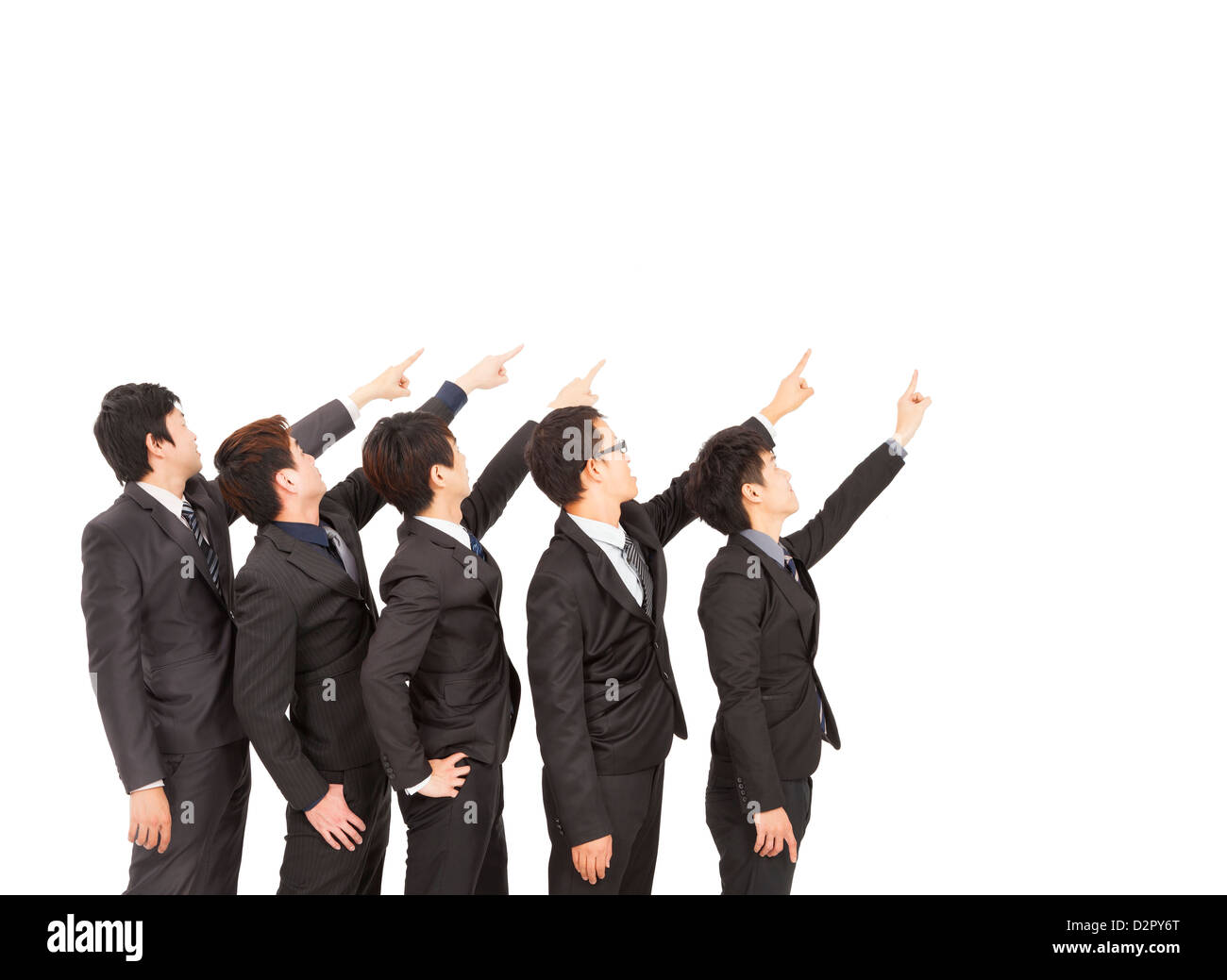 Business group di puntamento a mano alla stessa direzione Foto Stock