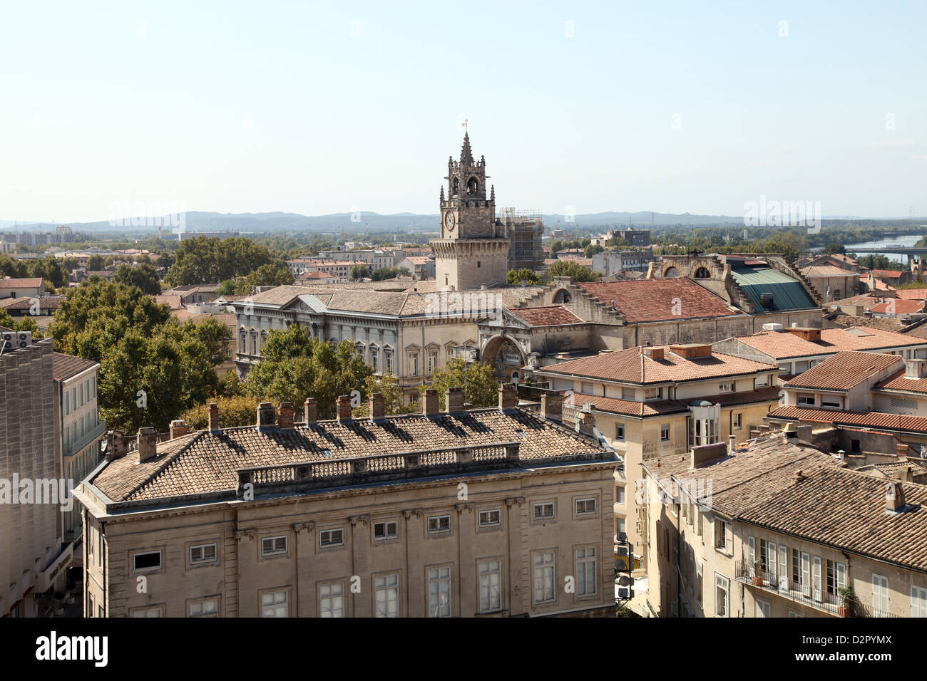 Vista dal Palais des Papes del centro della città Patrimonio dell'Umanità UNESCO, Avignone, la Valle del Rodano, Provence, Francia Foto Stock