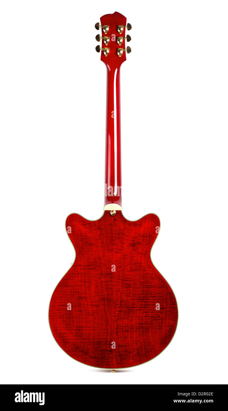Rosso semi-Cavo chitarra elettrica isolata su sfondo bianco Foto Stock