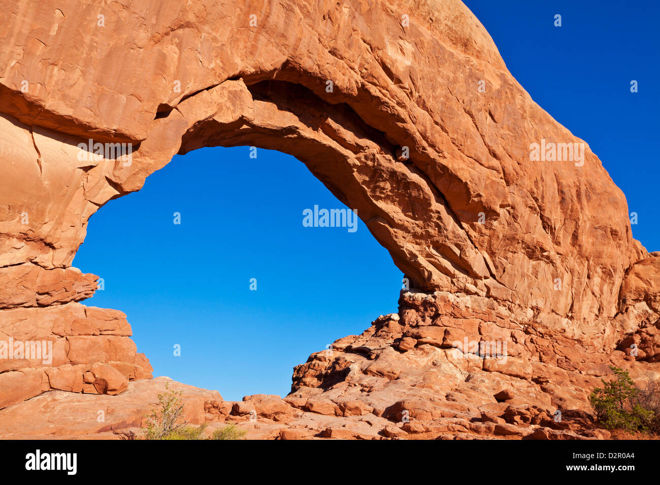 Finestra del nord Arch, Arches National Park, vicino a Moab, Utah, Stati Uniti d'America, America del Nord Foto Stock