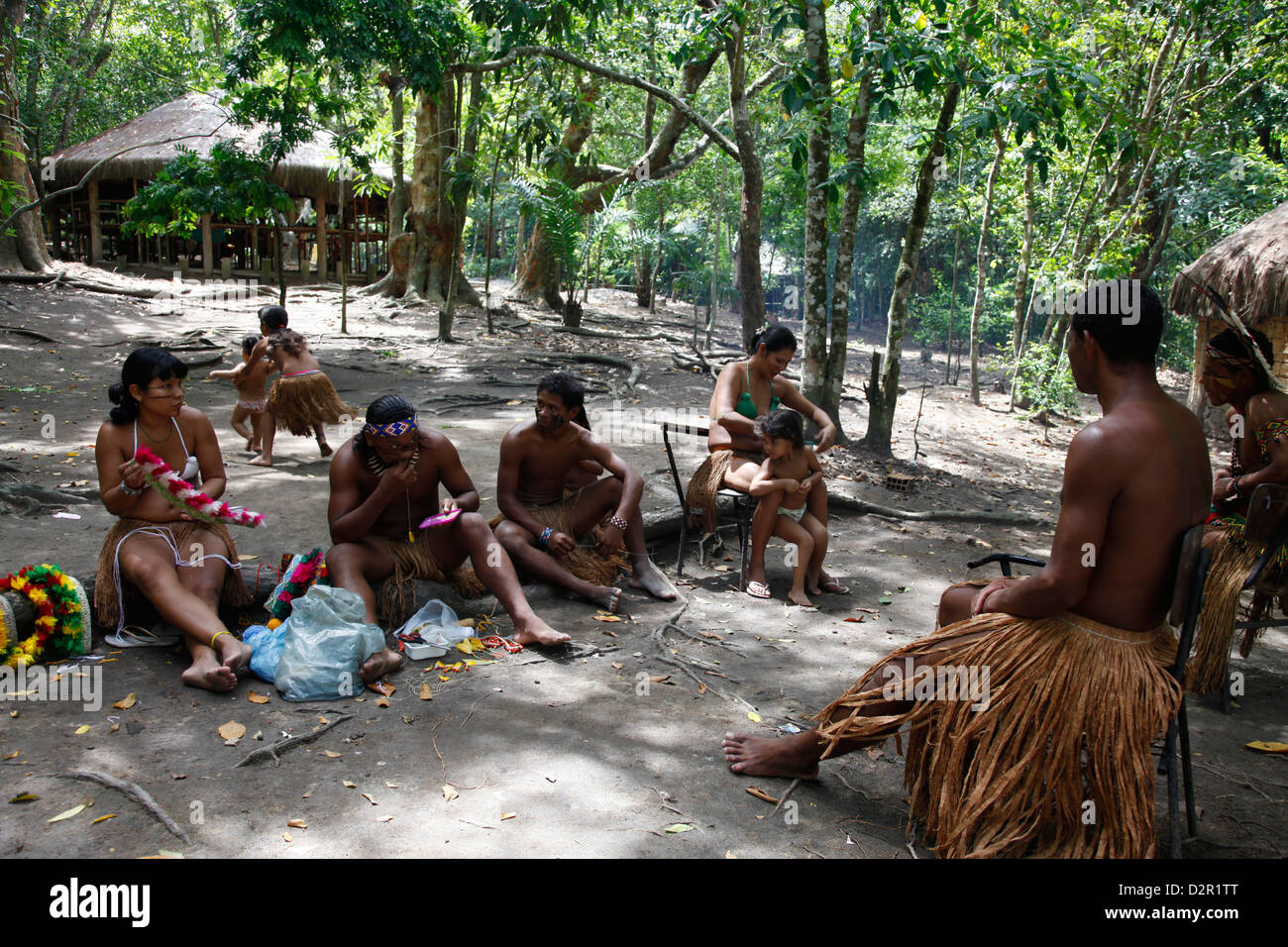 Pataxo popolo indiano alla Reserva Indigena da Jaqueira vicino a Porto Seguro, Bahia, Brasile, Sud America Foto Stock