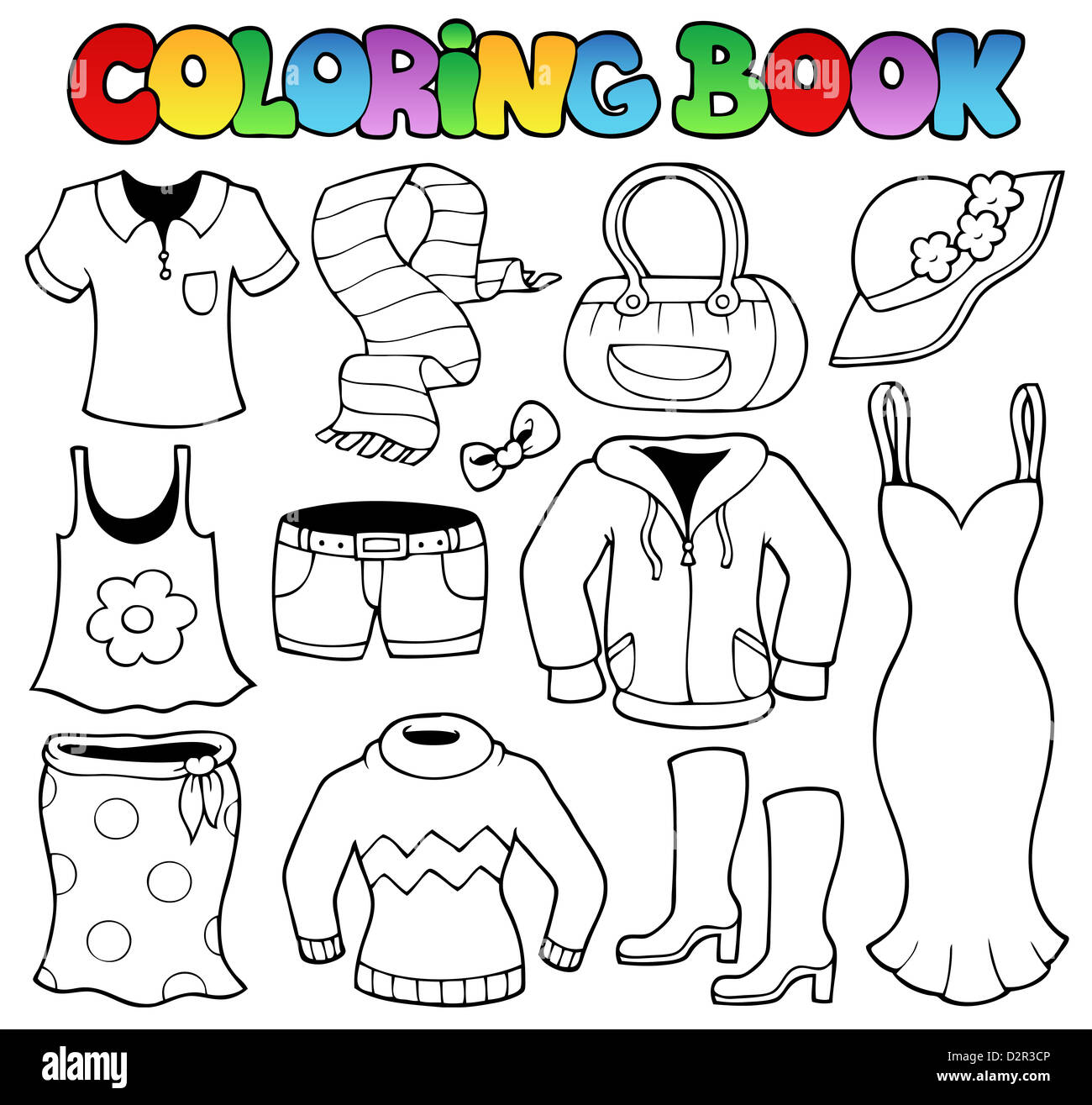 Libro da colorare i vestiti tema 1 - foto illustrazione Foto stock - Alamy