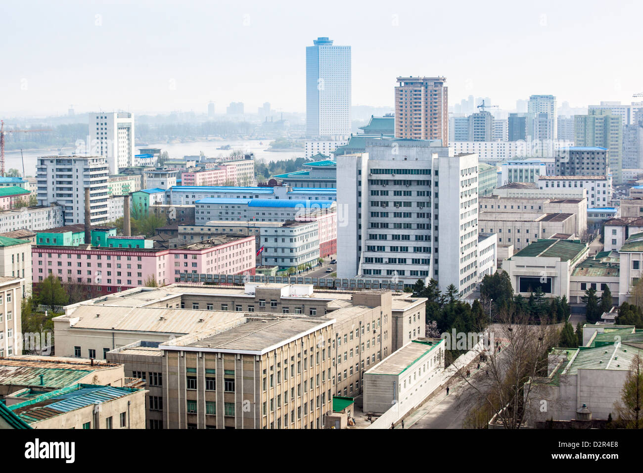 Lo skyline della citta', Pyongyang, Repubblica Popolare Democratica di Corea (DPRK), la Corea del Nord, Asia Foto Stock