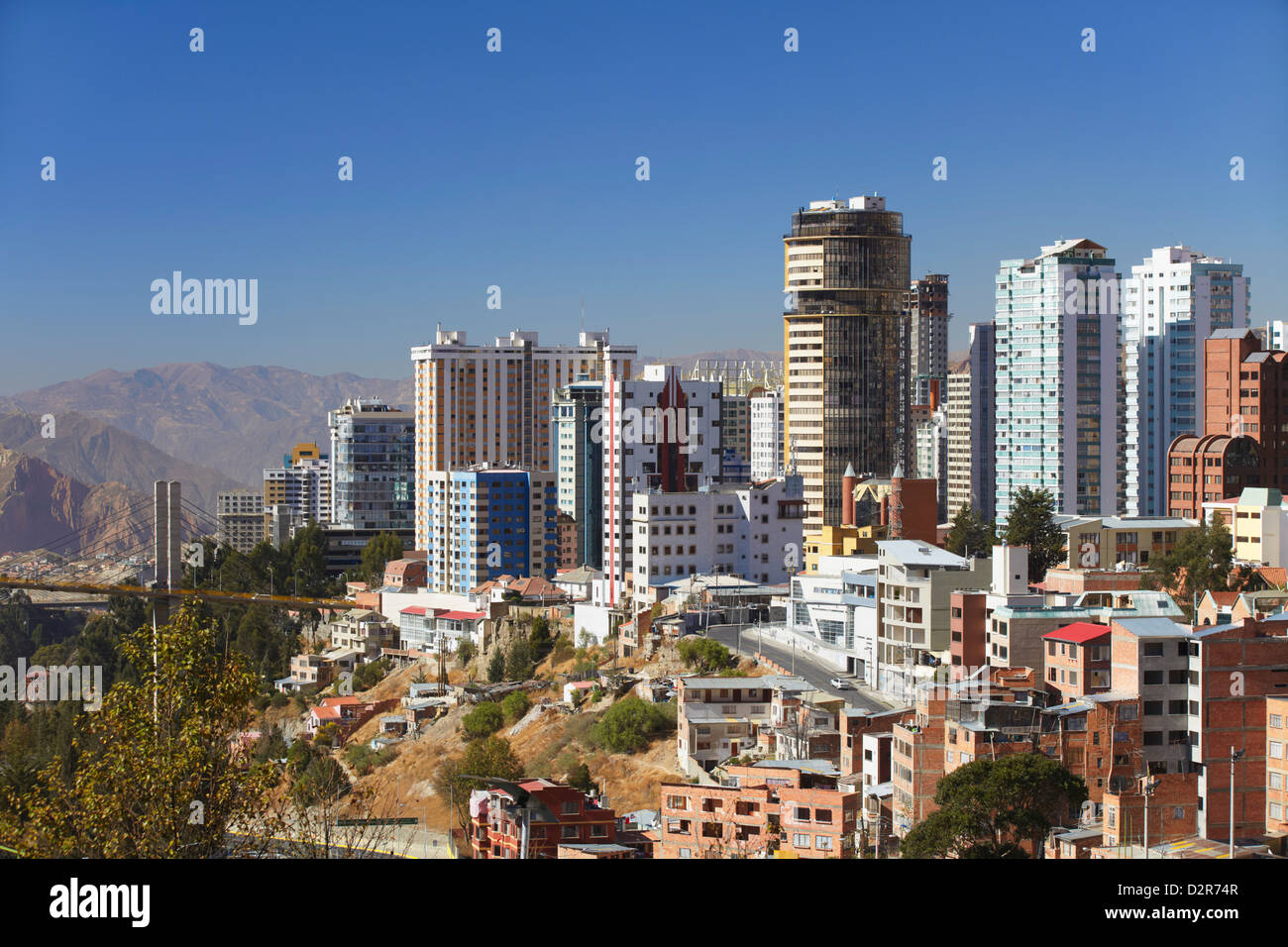 Vista del centro della città di La Paz, Bolivia, Sud America Foto Stock