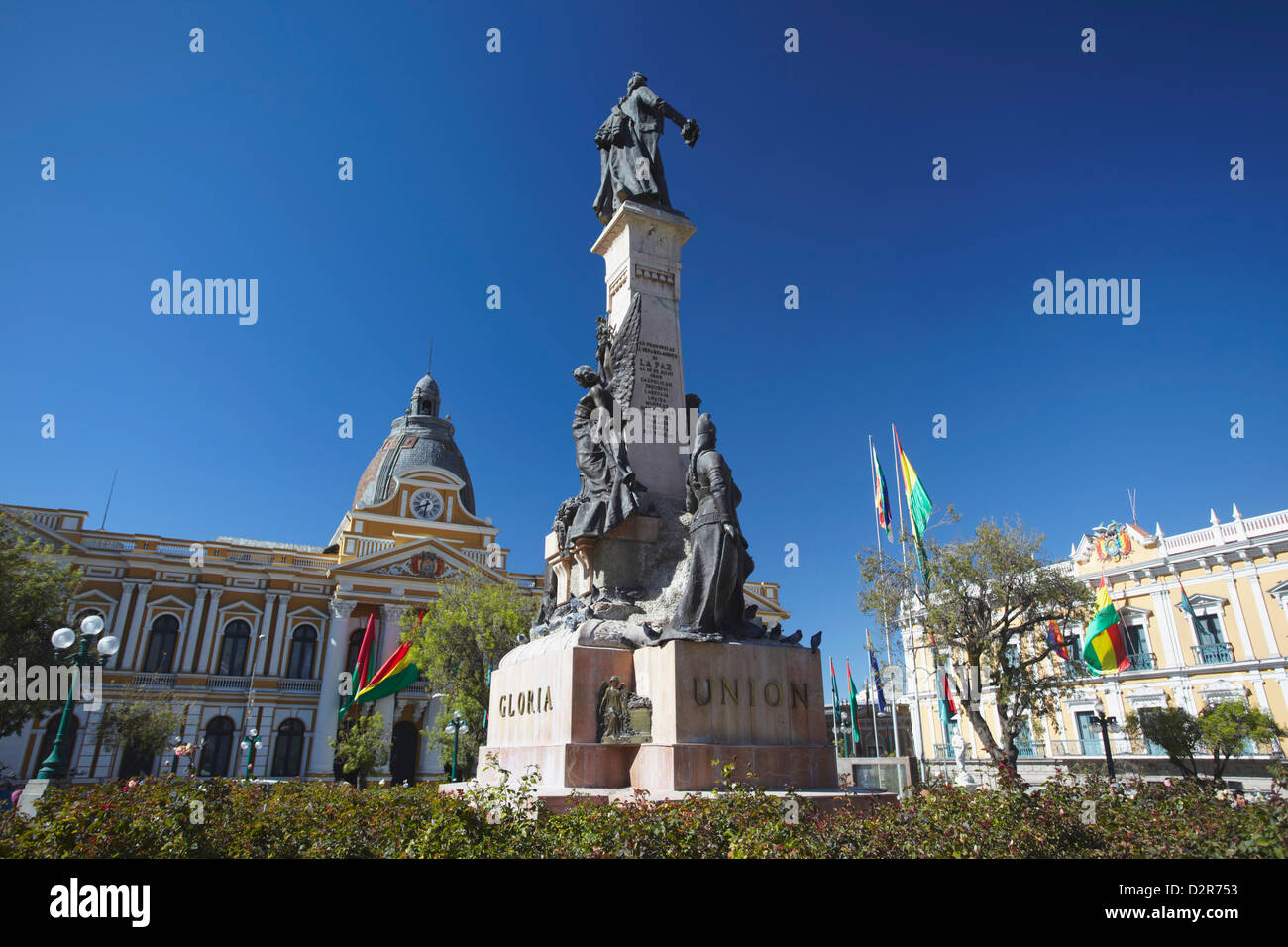 Monumento e Palacio Legislativo (Palazzo Legislativo) in Plaza Pedro Murillo, La Paz, Bolivia, Sud America Foto Stock