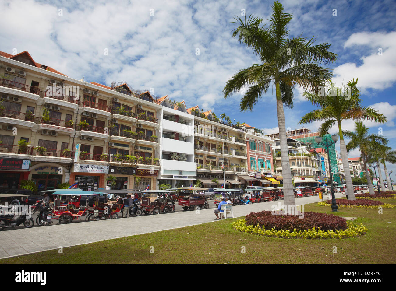 Sisowath Quay, Phnom Penh, Cambogia, Indocina, Asia sud-orientale, Asia Foto Stock
