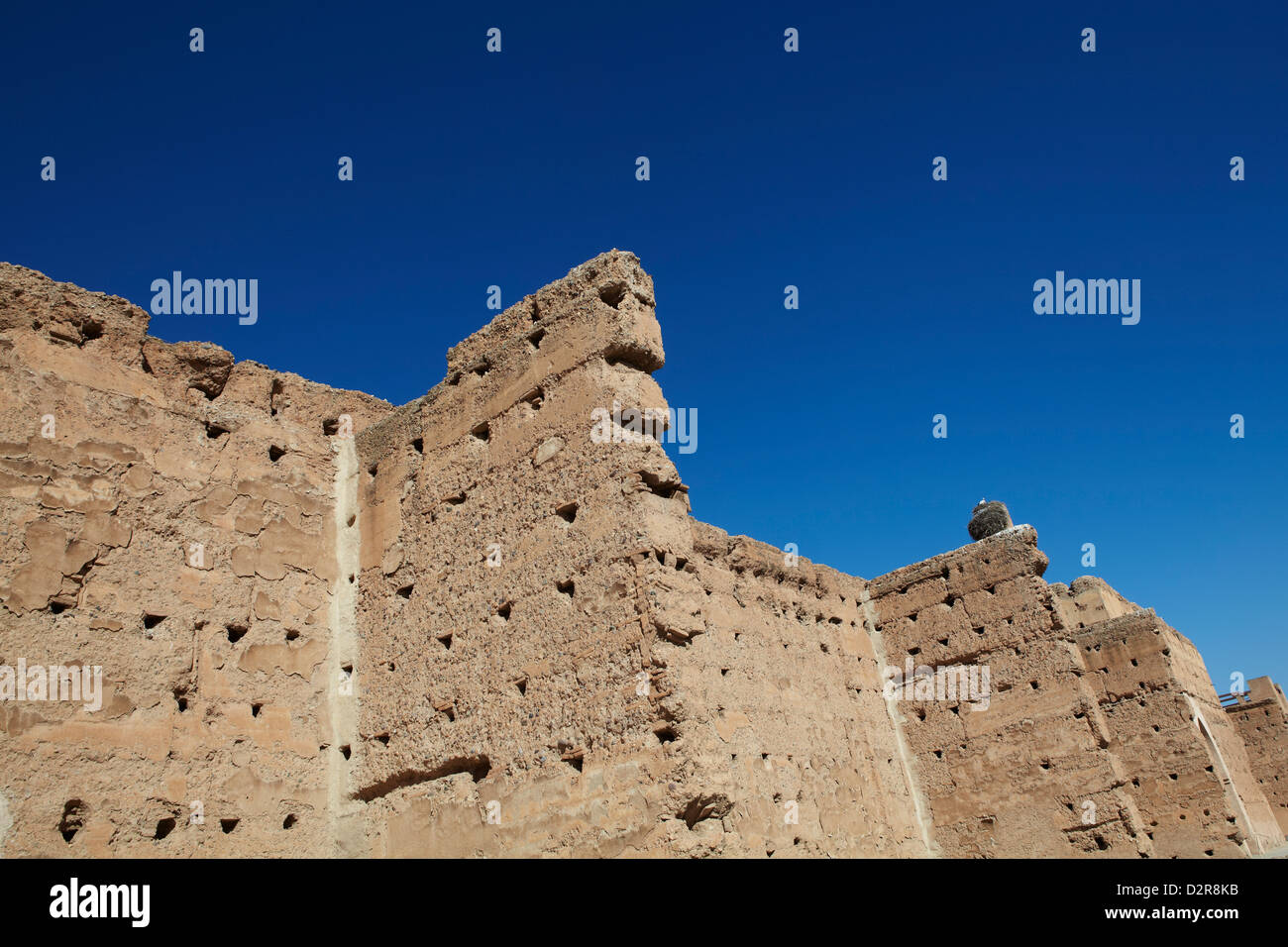 Dettaglio delle pareti. Badii Palace, Marrakech, Marocco Foto Stock