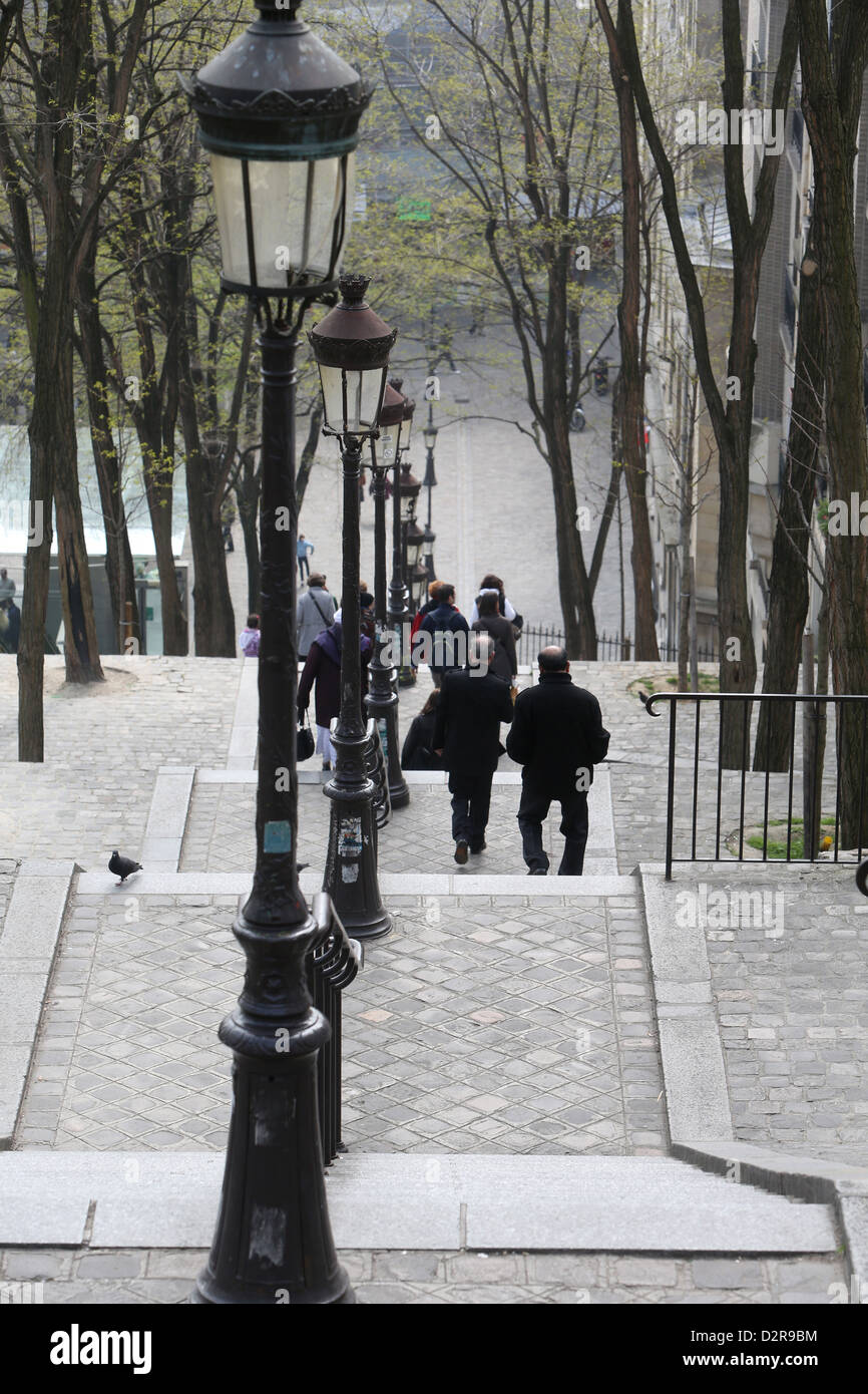 Scalinata di Montmartre, Parigi, Francia, Europa Foto Stock