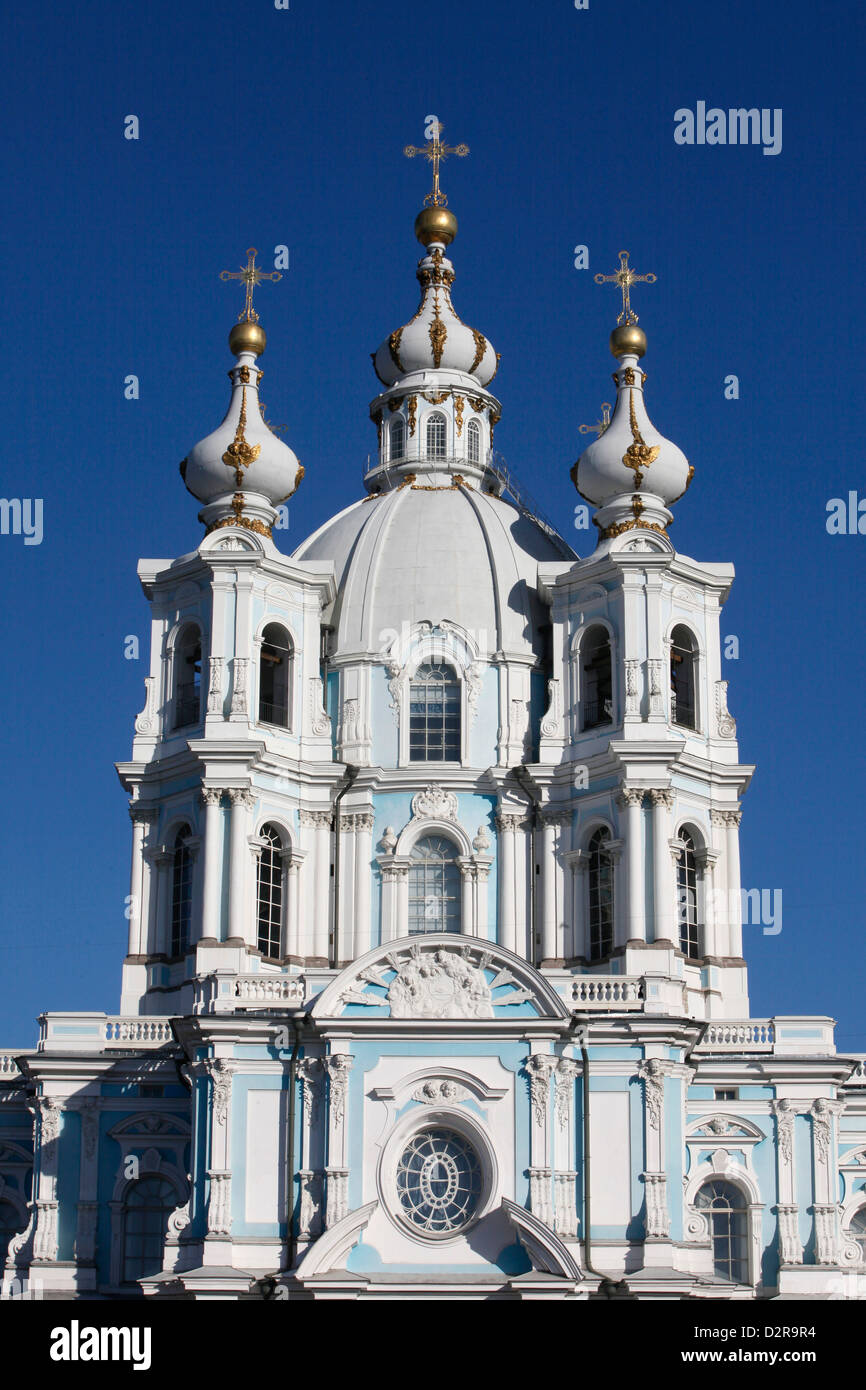 Cattedrale di Smolny, San Pietroburgo, Russia, Europa Foto Stock