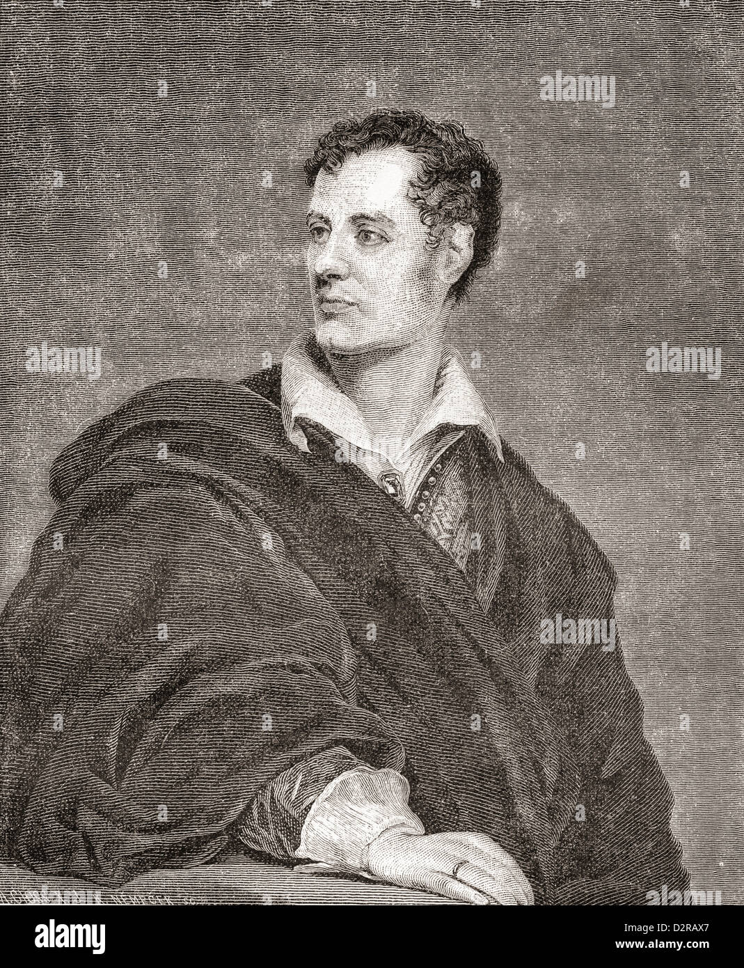George Gordon Byron, sesto Barone Byron, successivamente George Gordon Noel, 1788 - 1824, comunemente noti semplicemente come Lord Byron. Poeta inglese. Foto Stock