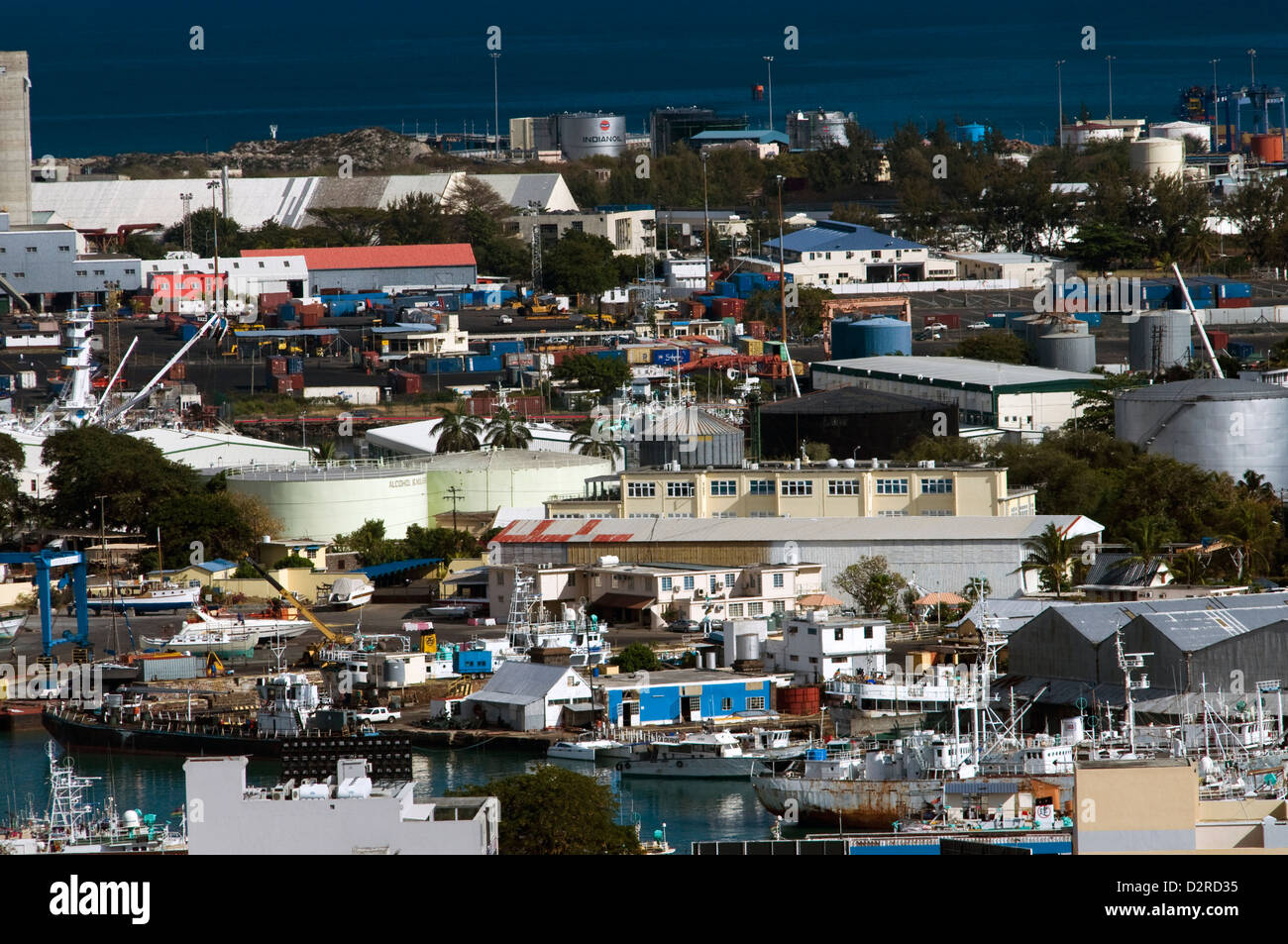 Città e porto vista dal Forte di Adelaide, port louis, Maurizio Foto Stock
