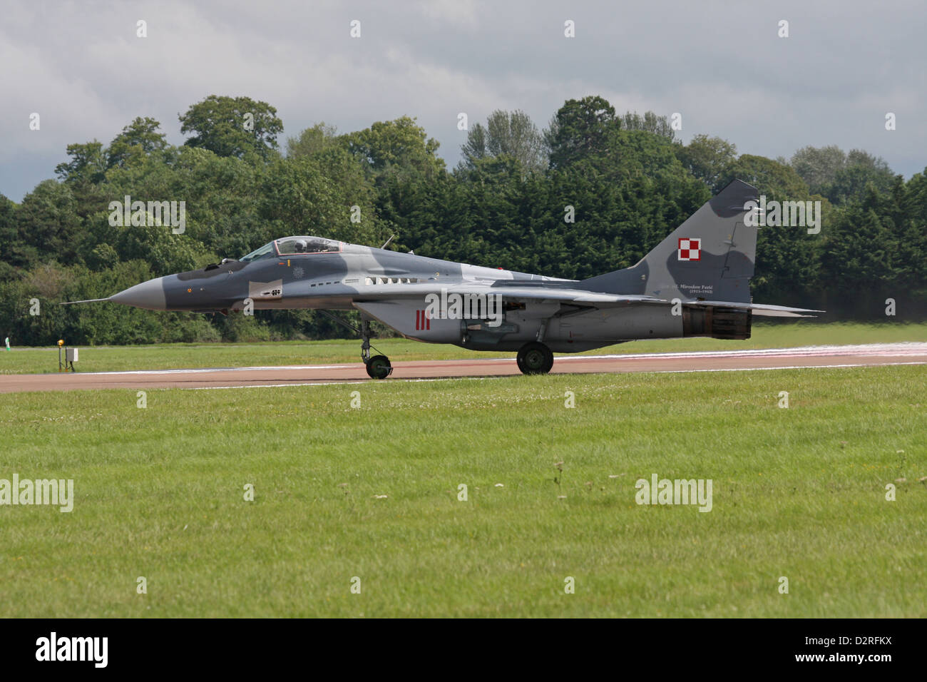 MiG-29A 111 di 1 ELT, polacco Air Force si prepara per il decollo prima della sua visualizzazione a RIAT 2012 Foto Stock