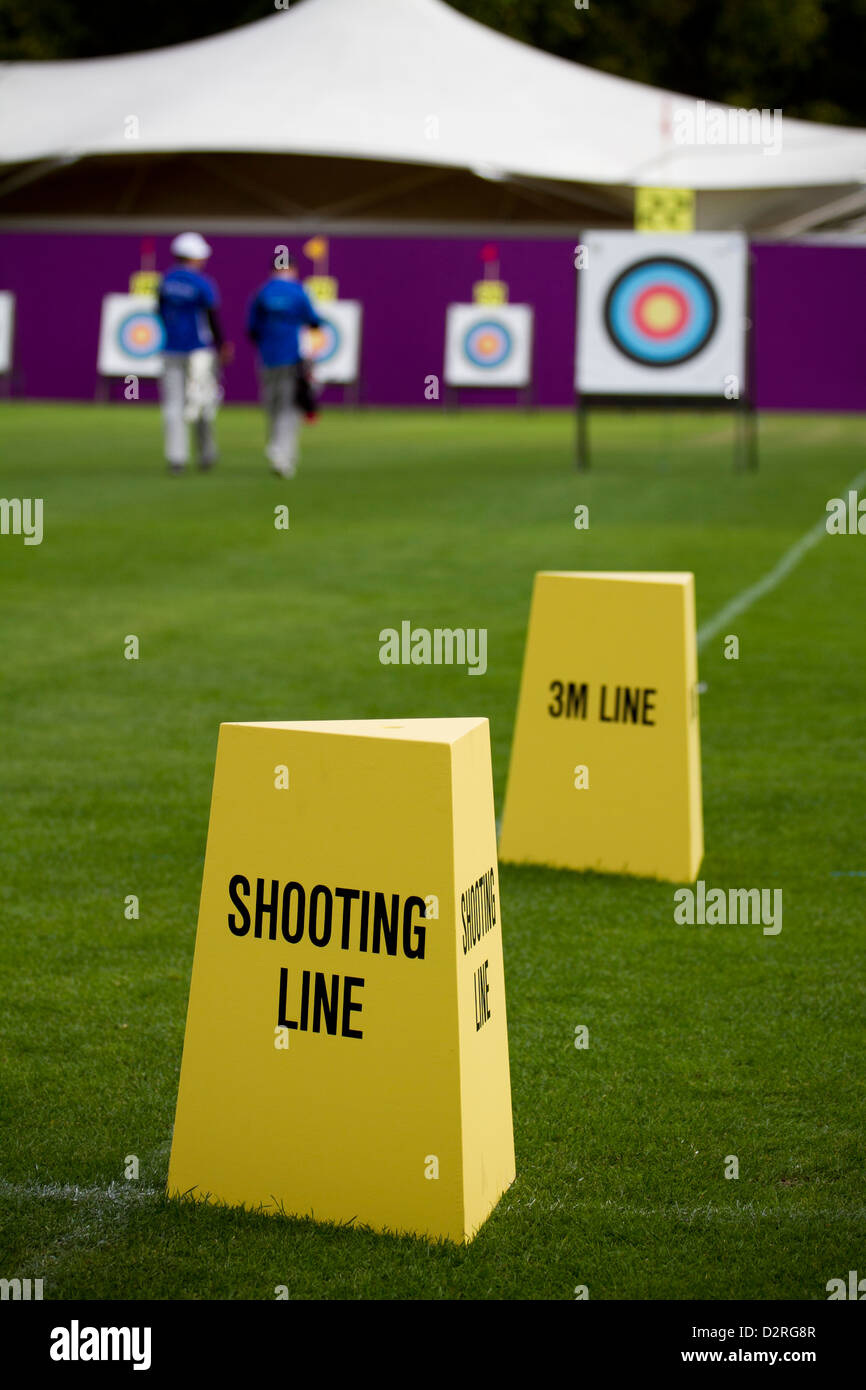 Olympics tiro con l'arco evento di prova al Lords Cricket Ground London REGNO UNITO Foto Stock
