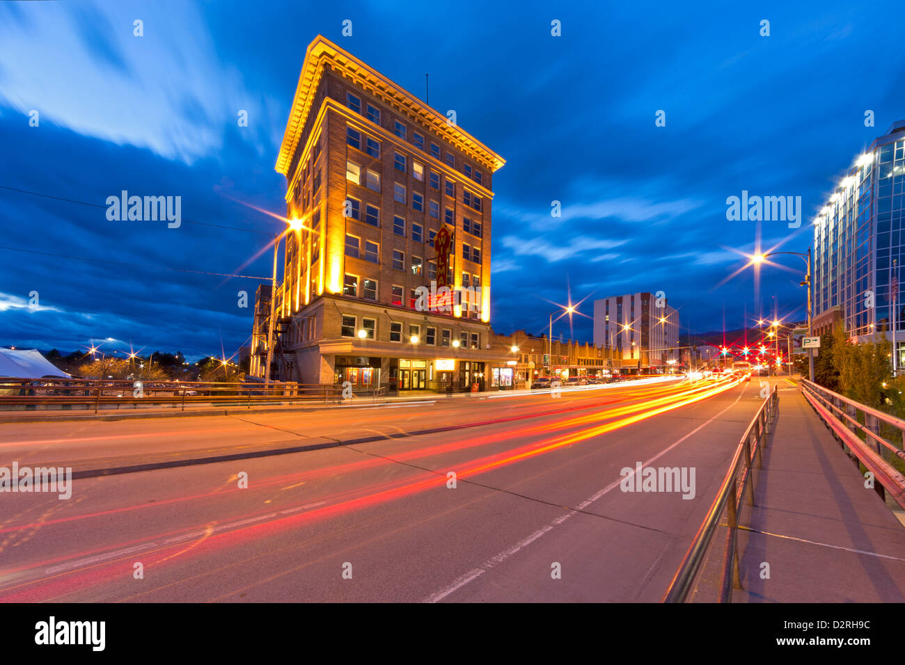 Lo storico Teatro Wilma edificio al tramonto nel centro cittadino di Missoula, Montana, USA Foto Stock