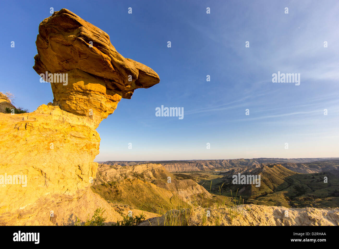 Fungo caprock oltre il fiume Missouri Breaks monumento nazionale, Montana, USA Foto Stock
