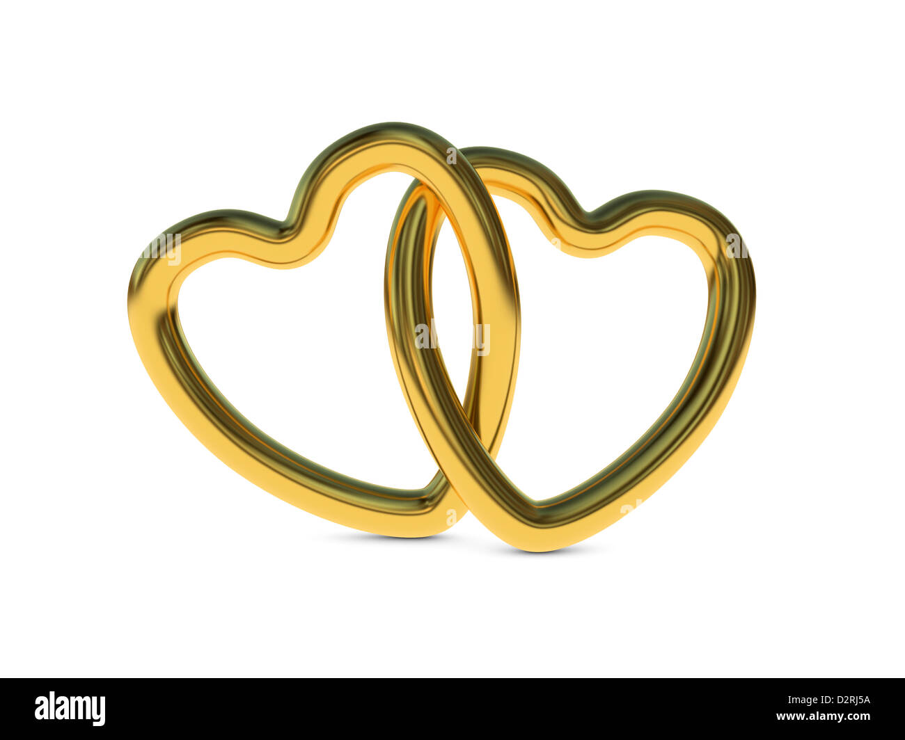 Due oro intrecciati cuore anelli (3D rendering Foto stock - Alamy