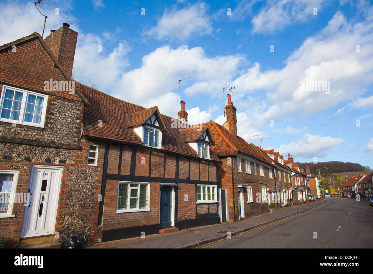 Case lungo Whielden Street, Old Amersham, il Chilterns, Buckinghamshire, Inghilterra, Regno Unito Foto Stock