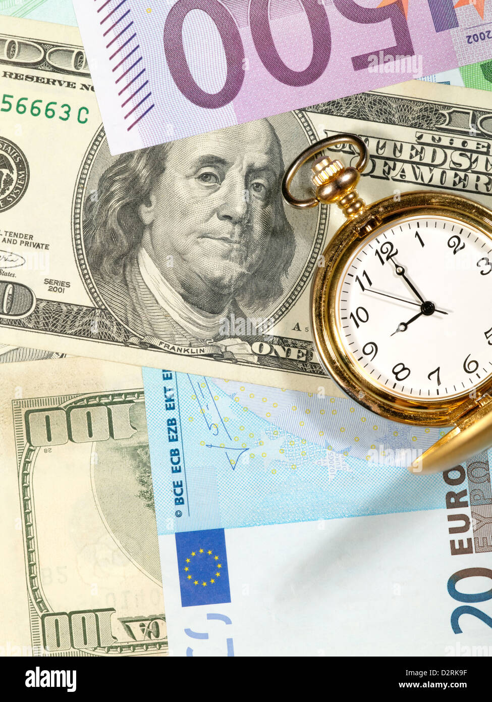 Il tempo di fare soldi. Sfondo di denaro Foto Stock