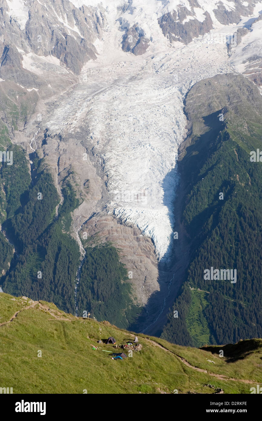 Les Boissons ghiacciaio, Valle di Chamonix, Rodano Alpi, Francia Foto Stock