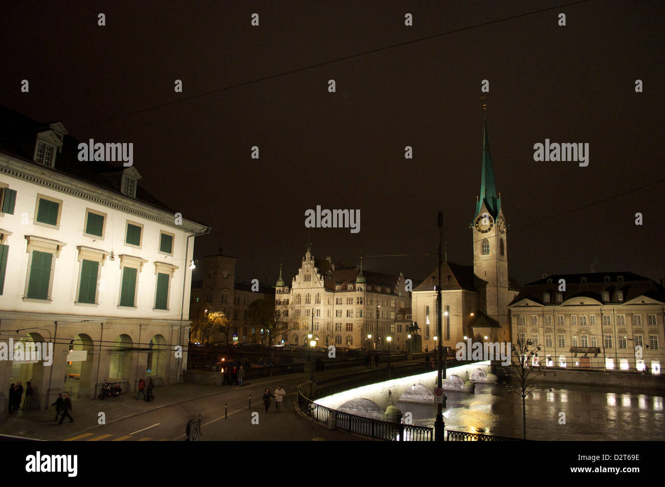Street view nel quartiere della città vecchia di Zurigo Foto Stock