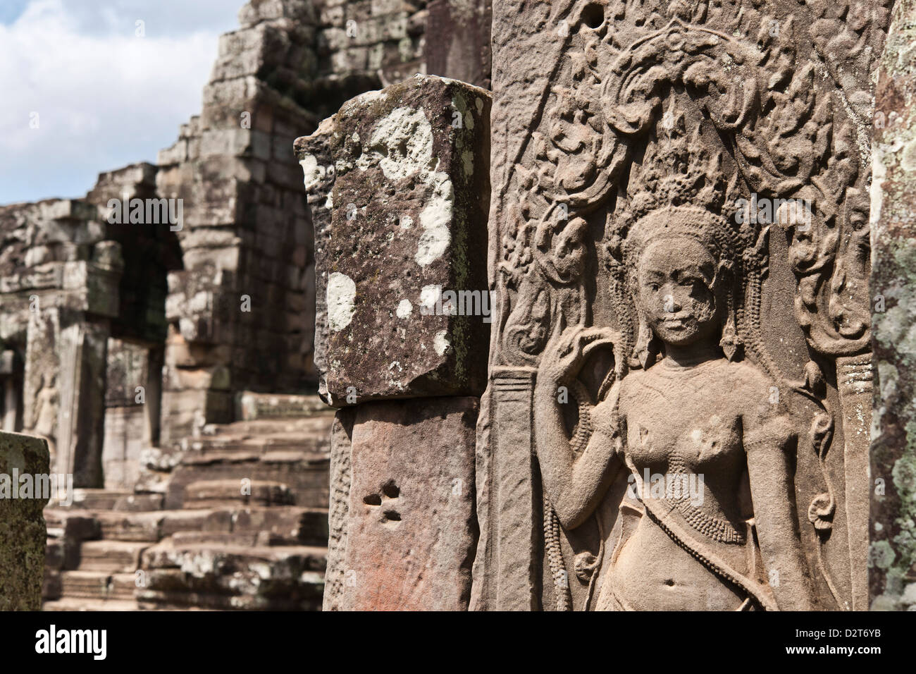 Il Bayon, Angkor Thom, Angkor, Sito Patrimonio Mondiale dell'UNESCO, Siem Reap, Cambogia, Indocina, Asia sud-orientale, Asia Foto Stock