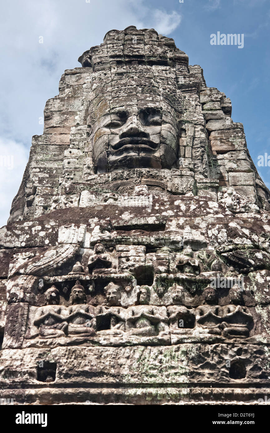Il Bayon, Angkor Thom, Angkor, Sito Patrimonio Mondiale dell'UNESCO, Siem Reap, Cambogia, Indocina, Asia sud-orientale, Asia Foto Stock