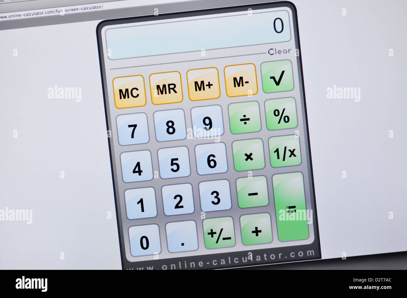 Calcolatrice online website Foto Stock