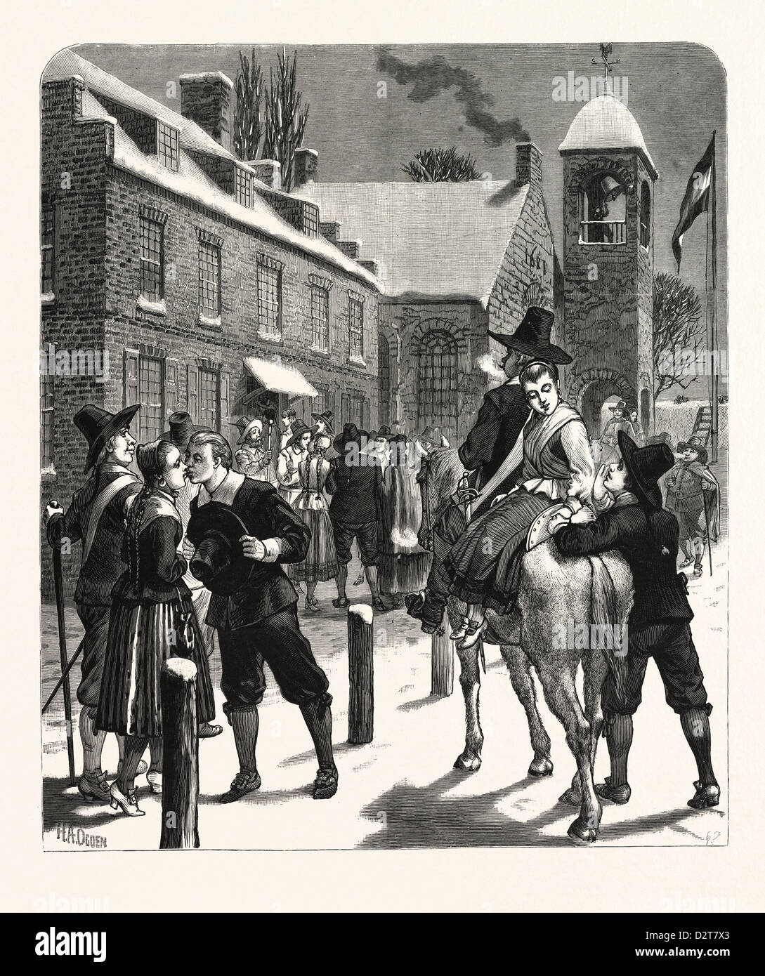 Nuovo anno di chiamate NEI GIORNI DI PETER STUYVESANT, governatore di NEW AMSTERDAM (NEW YORK). Stati Uniti, incisione 1880 1881 Foto Stock