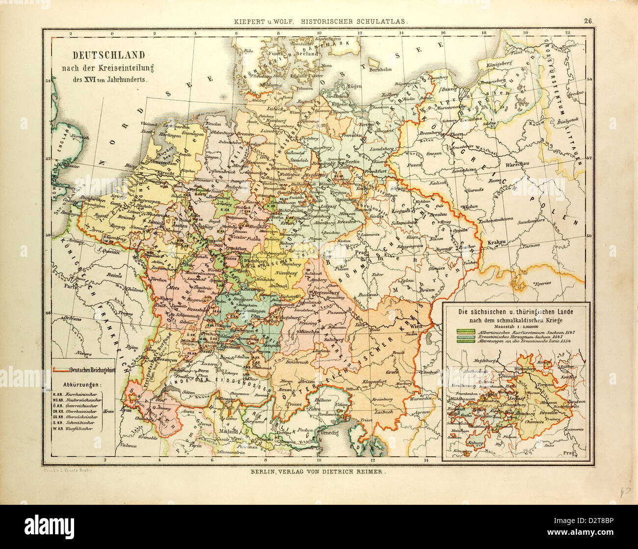 Mappa DELLA GERMANIA NEL XVI SECOLO Foto Stock