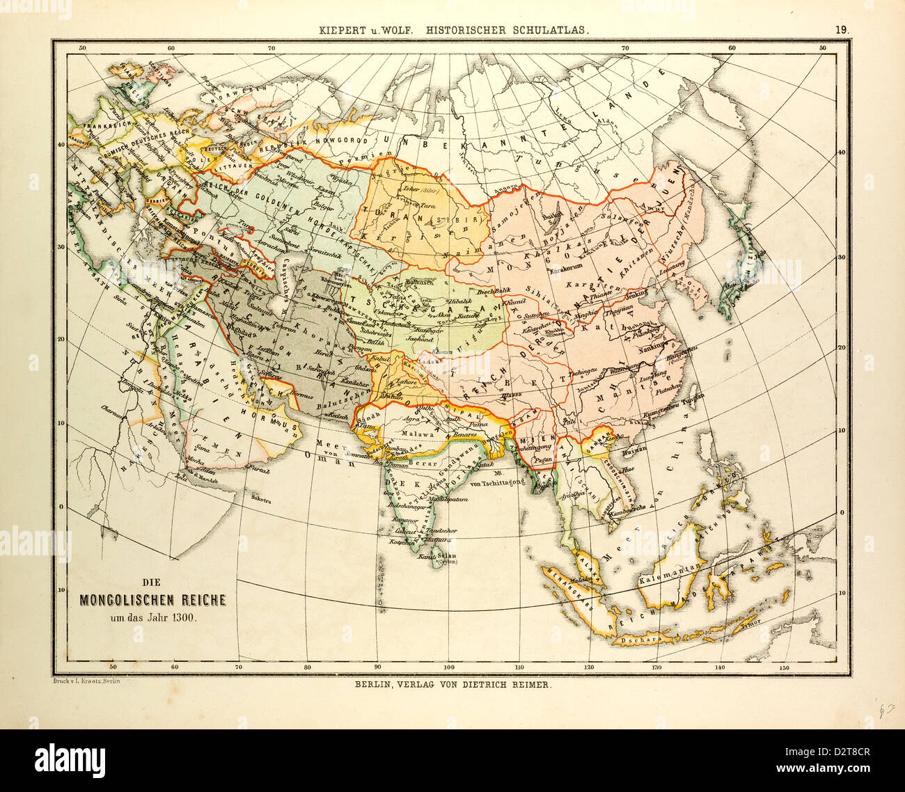 Mappa dell'impero mongolo nel 1300 Foto Stock
