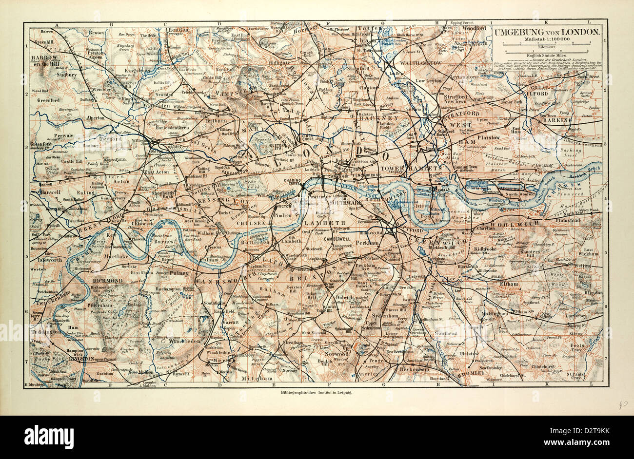 Mappa vecchia di Londra Foto Stock