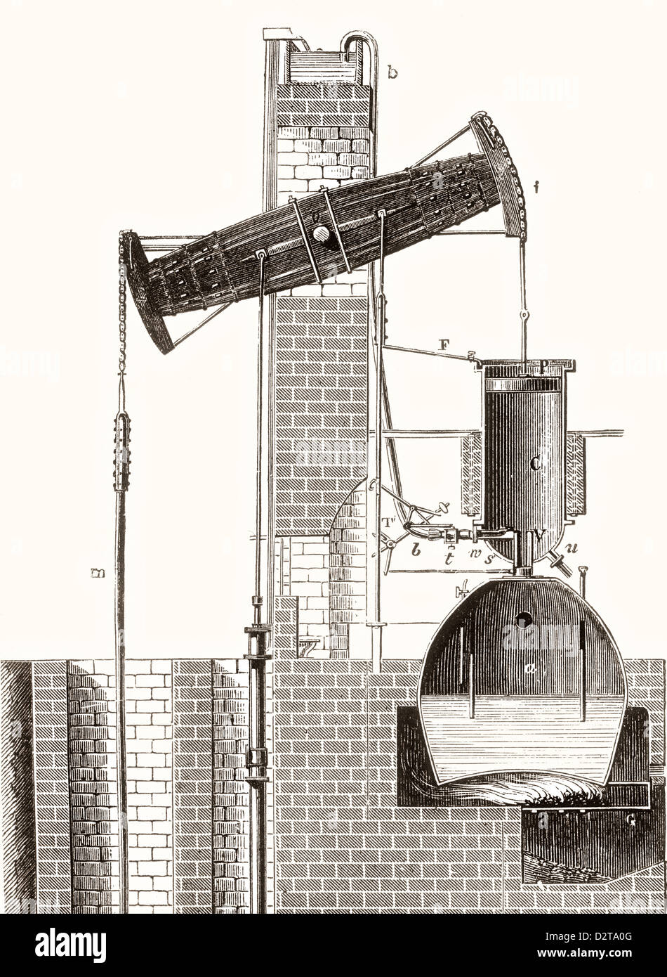 Thomas Newcomen atmosferica del motore a vapore c. 1710. Foto Stock