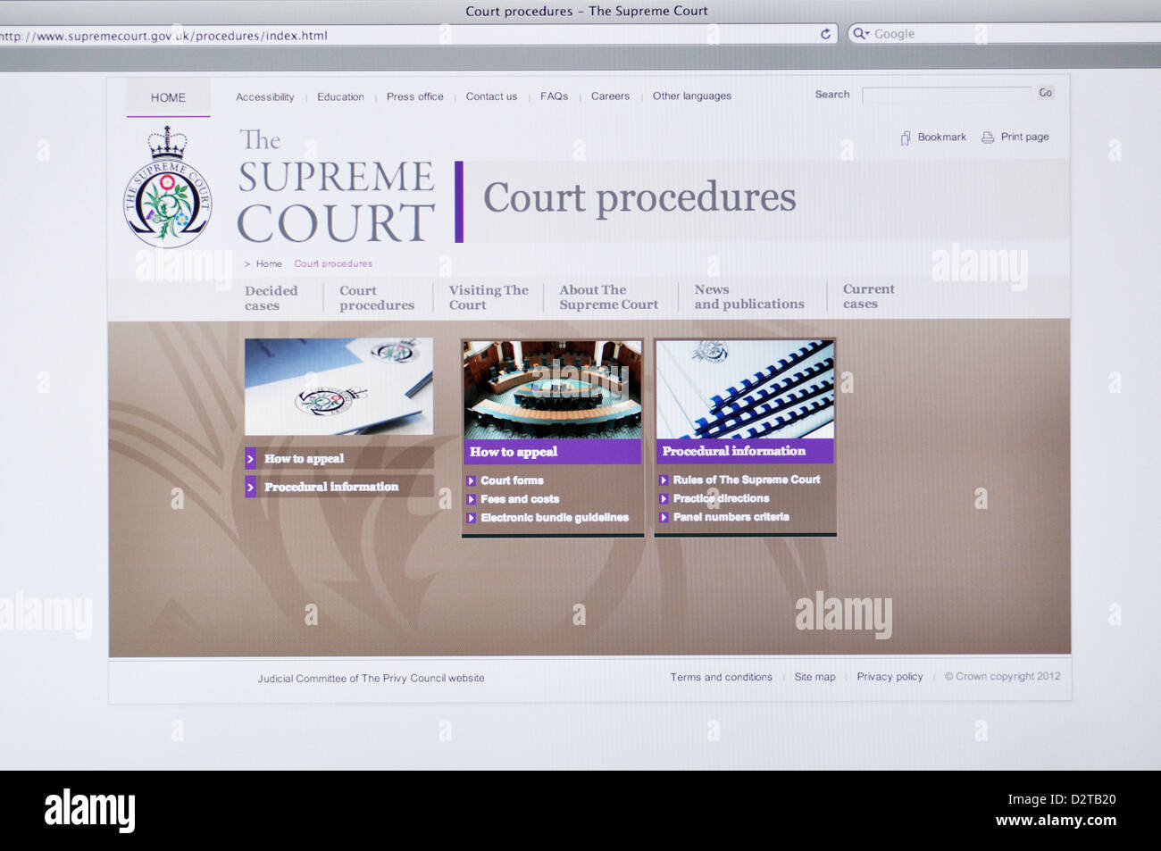 Regno Unito Corte Suprema sito web Foto Stock