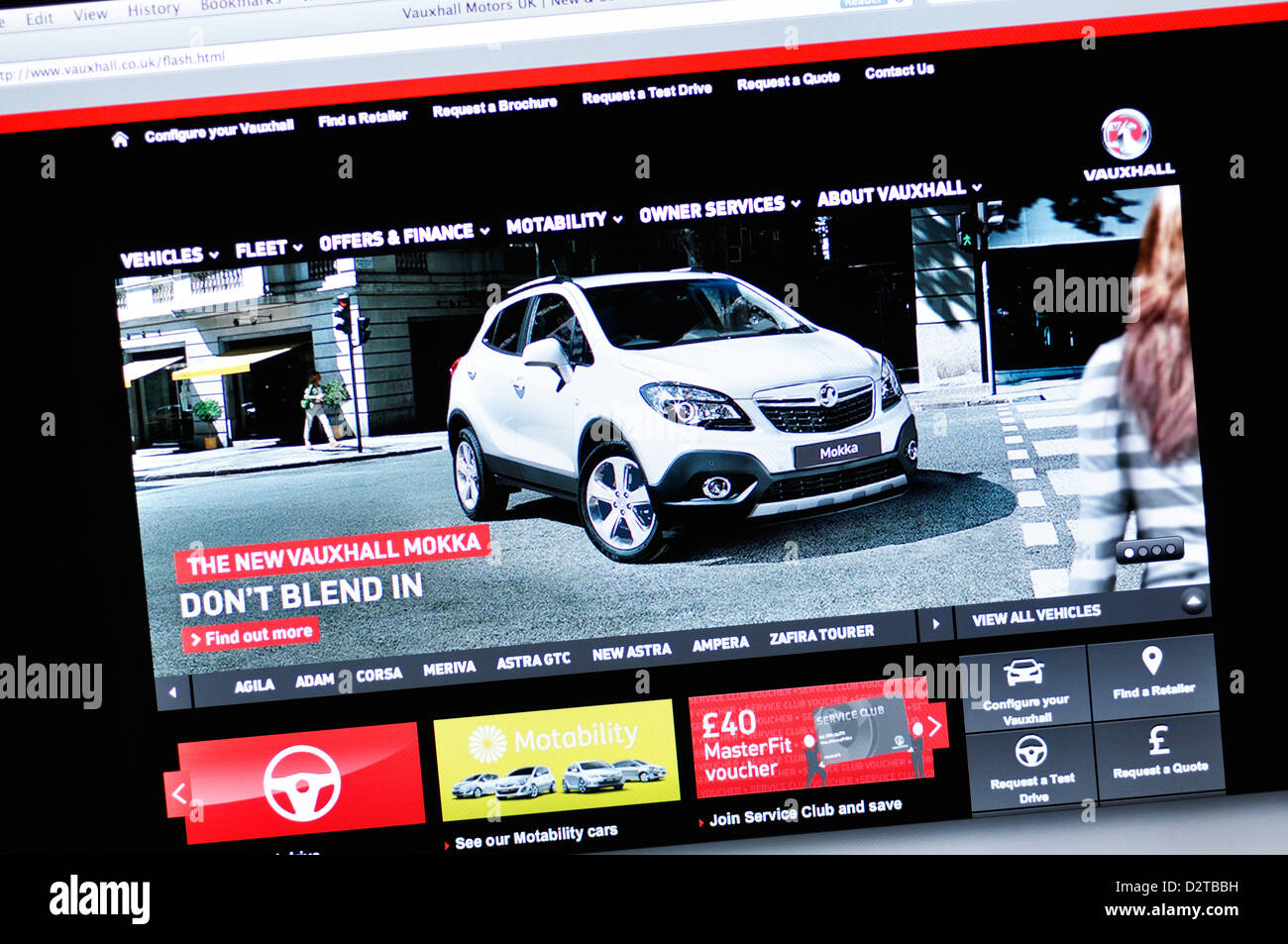 Vauxhall Motors sito web - British automotive manufacturing company Foto Stock