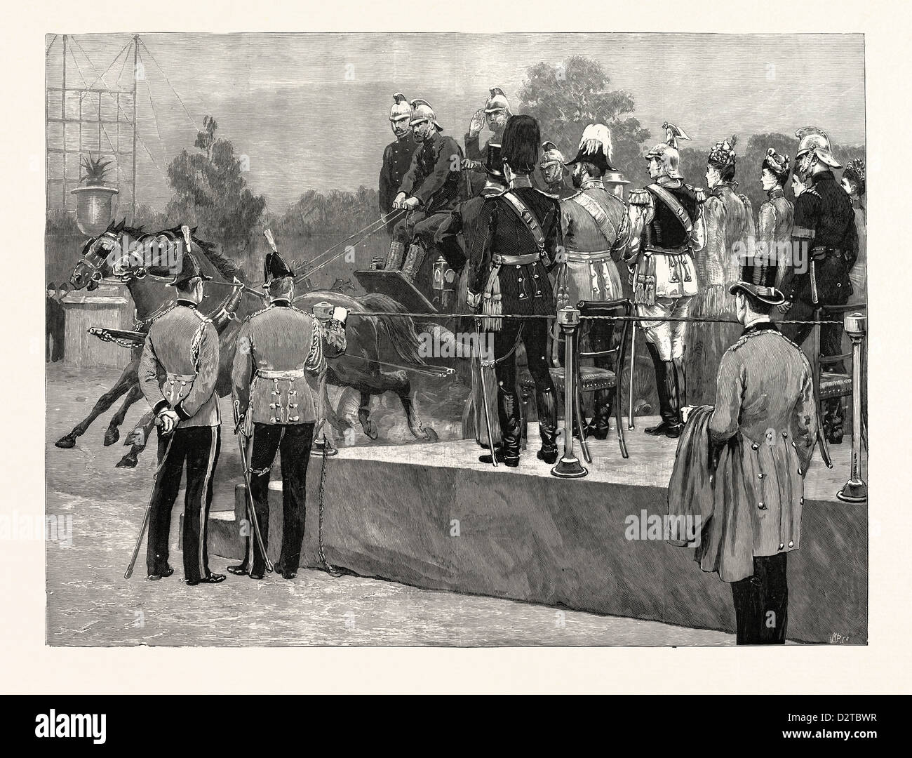 L'imperatore tedesco in visita al Crystal Palace di Londra: IL RIESAME DELLA NAZIONALE VIGILI DEL FUOCO unione dall'imperatore Foto Stock