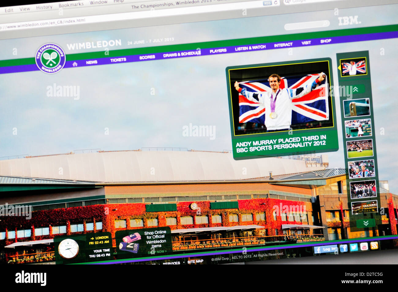 Sito web di Wimbledon - Il sito ufficiale del torneo di Wimbledon Tennis Championships Foto Stock