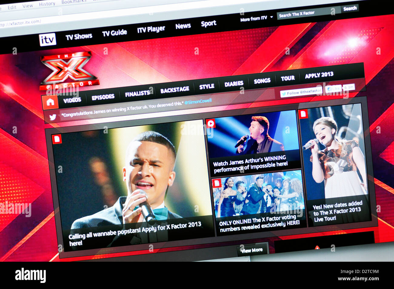 X fattore sito web, televisione britannica concorso musicale per trovare nuovi talenti di canto Foto Stock