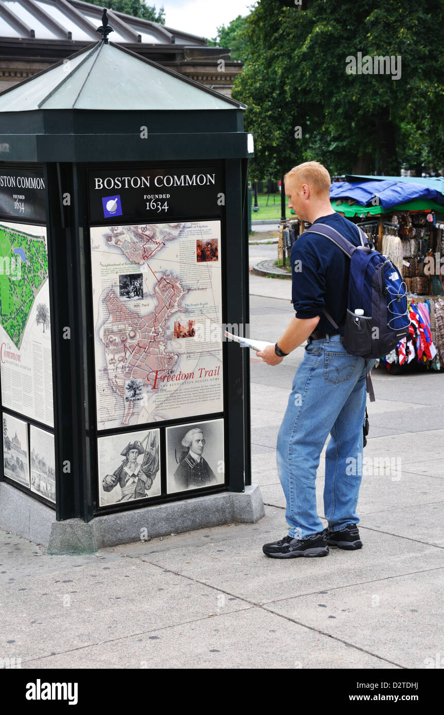 Boston Commons mappa, Boston, Massachusetts, STATI UNITI D'AMERICA Foto Stock