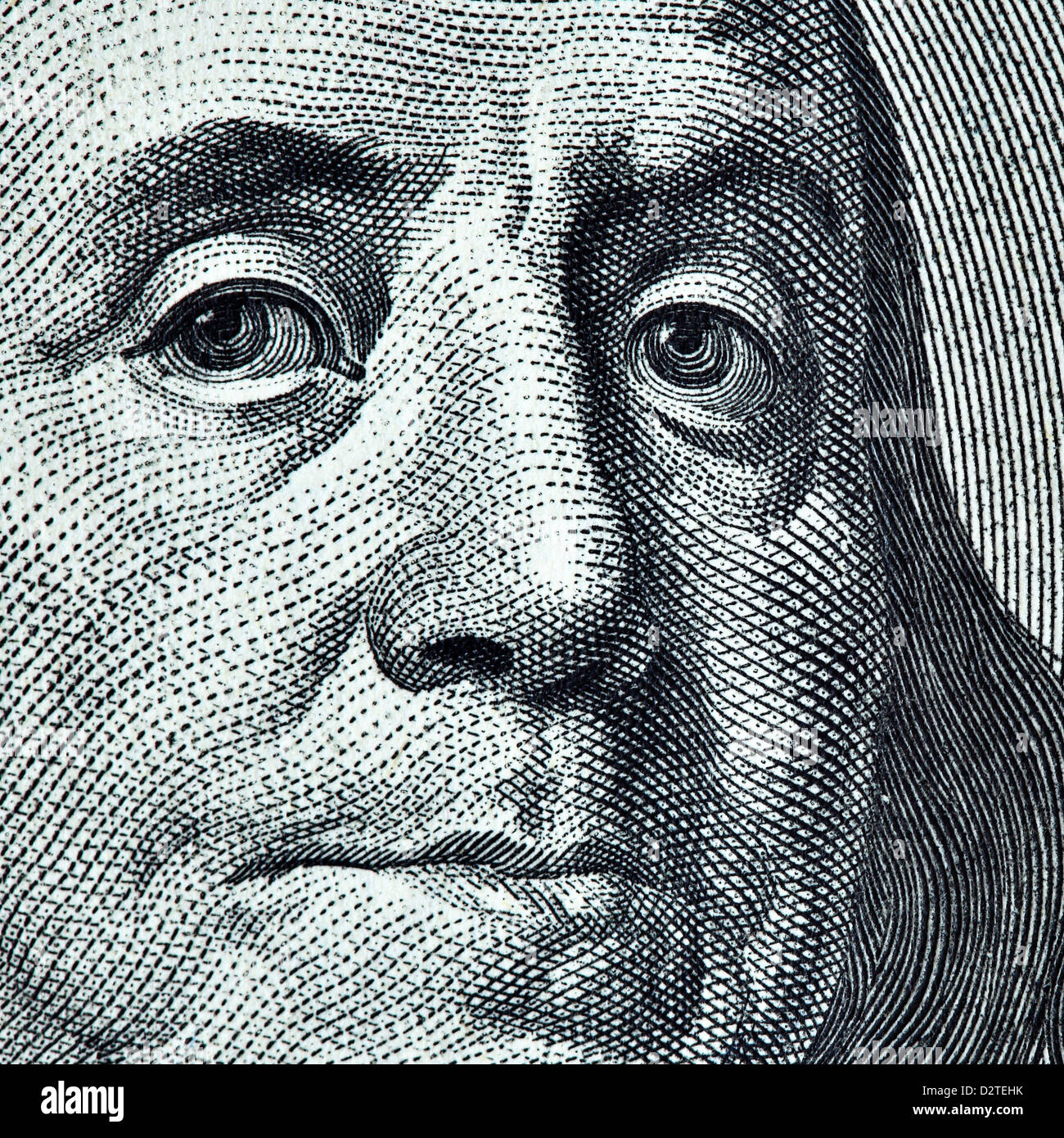 Benjamin Franklin ritratto da 100 dollari banconota Foto Stock
