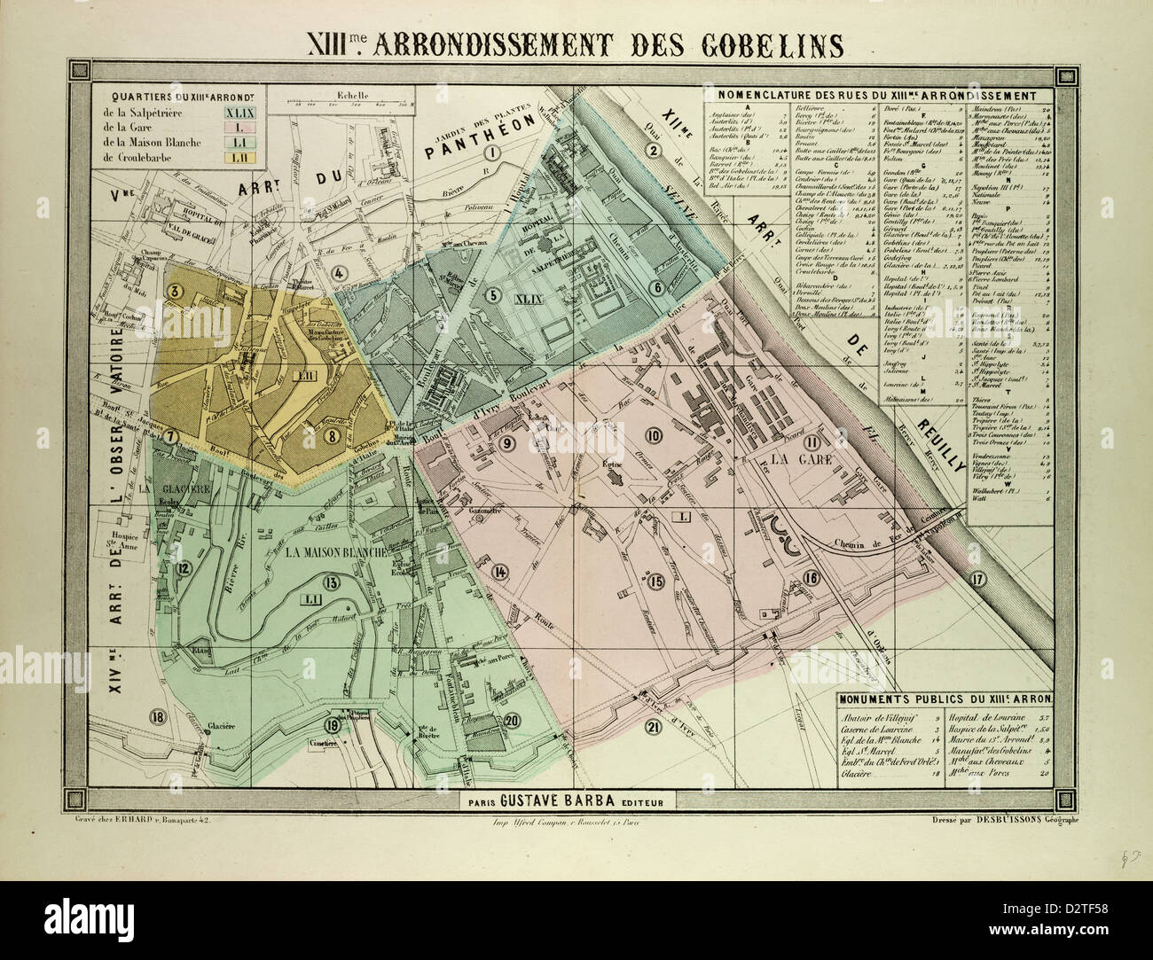 Mappa Del Xiii Arrondissement Des Gobelins Parigi Francia Foto Stock Alamy