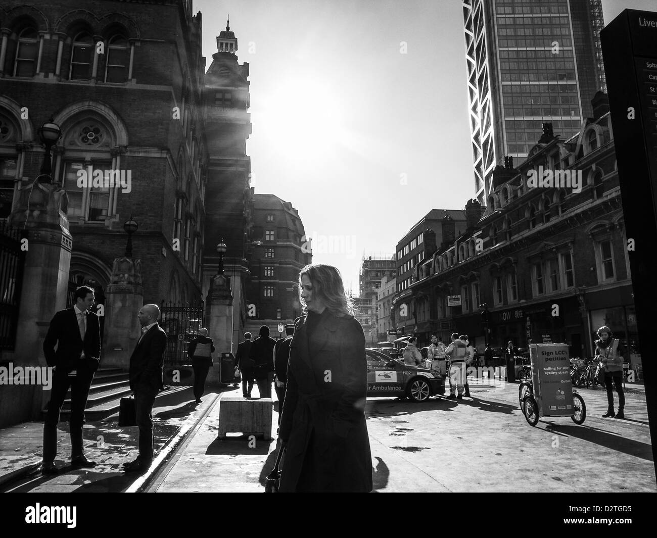 London City street nella luce del mattino Foto Stock