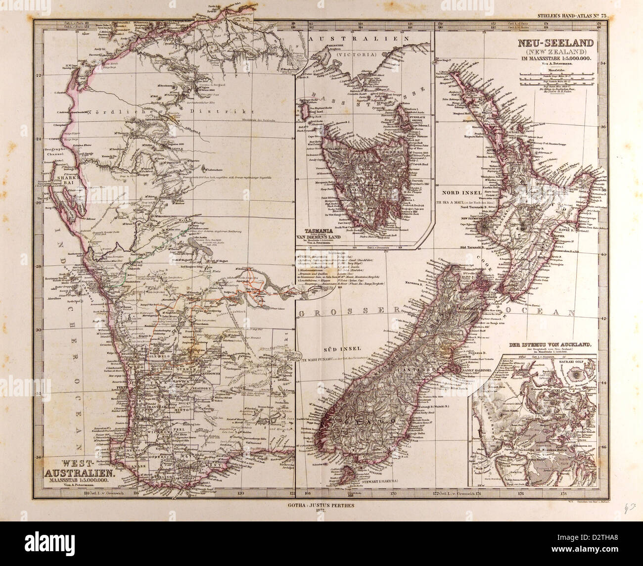 Nuova Zelanda Australia Gotha Justus Perthes Foto Stock