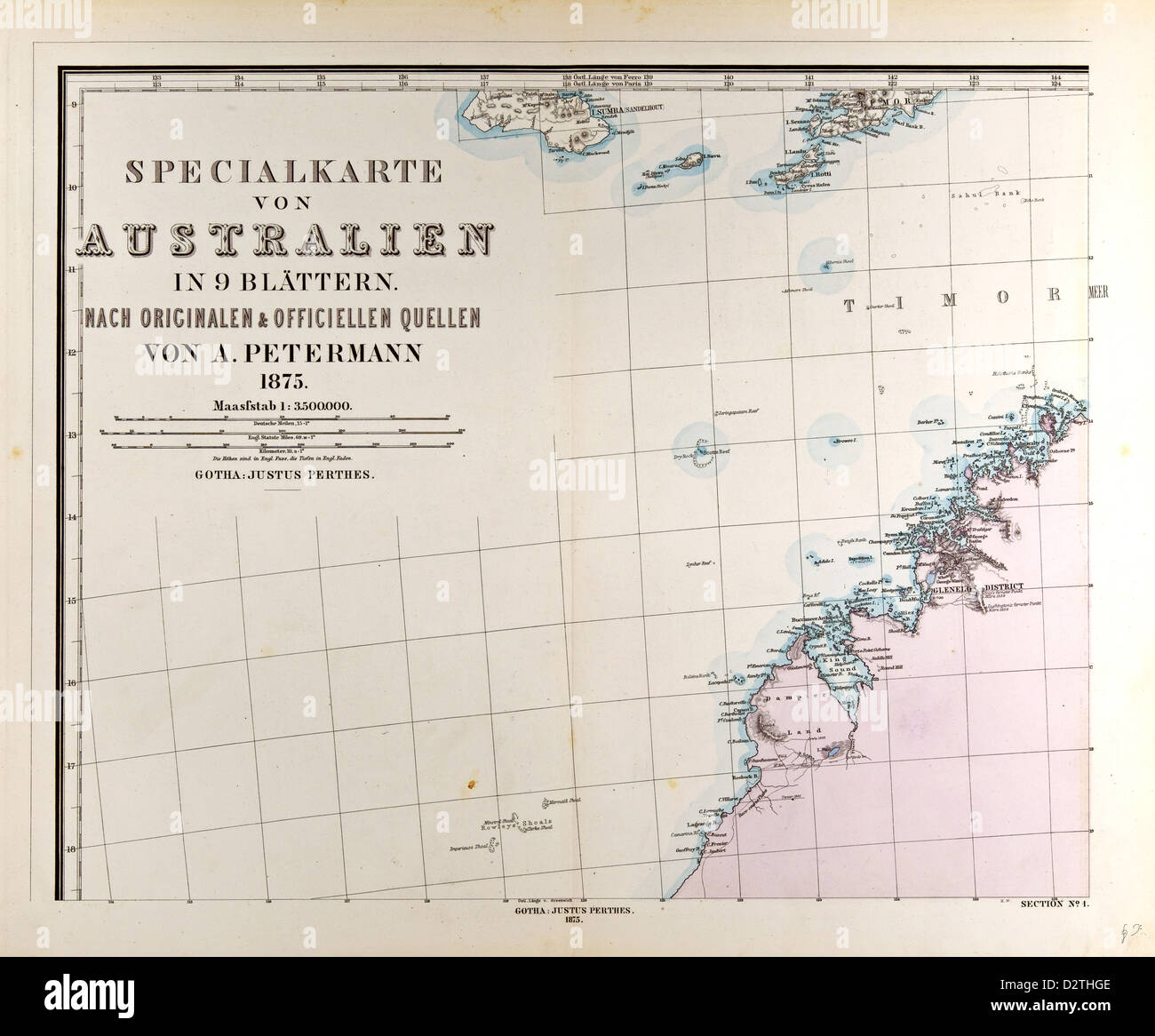 Australia Mappa Gotha Justus Perthes Foto Stock