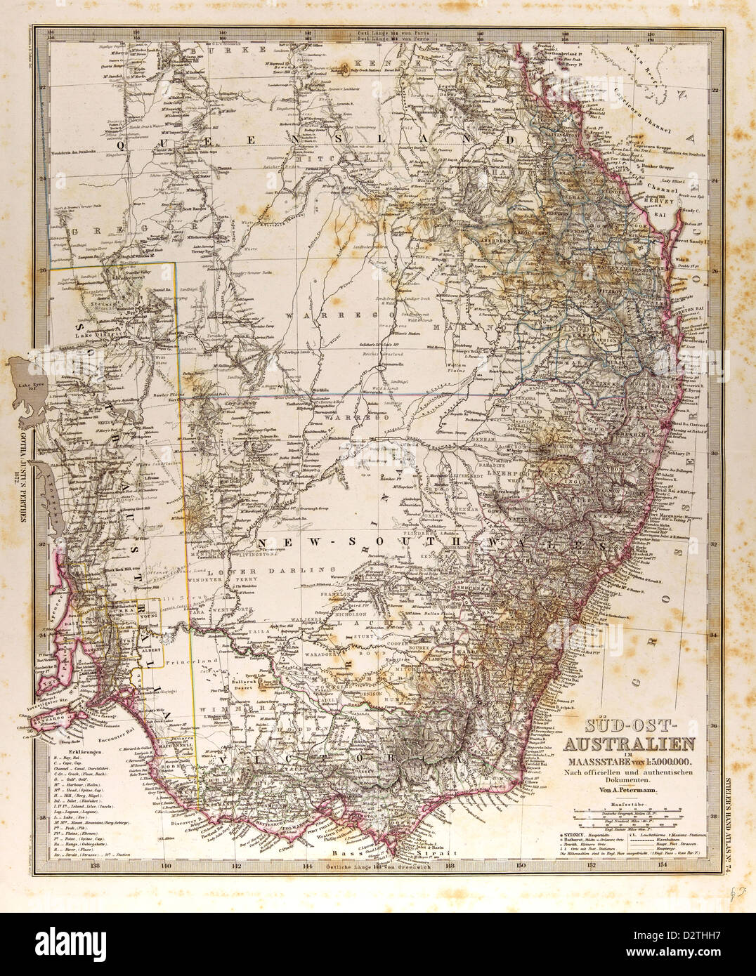 Australia Mappa Gotha Justus Perthes Foto Stock