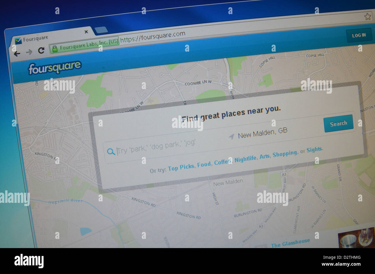 Foursquare.com screenshot del sito web Foto Stock